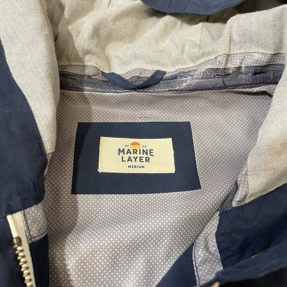 Marine Layer Women’s “Milie” Raincoat Blue Windbreaker Waterproof Lined Hooded M - Picture 8 of 9